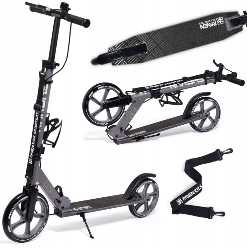 Raven Nardas Grey 230/200mm løbehjul med håndbremse ringklokke ringklokke drikkedunkholder suspension